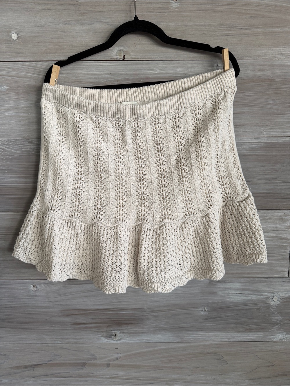 Cream Knit Flared Skater Skirt